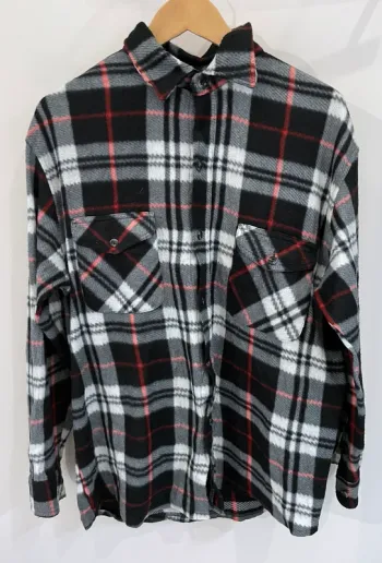 Lumberjack Flannel Plaid Polaire shirt chemise black white red Mens XL