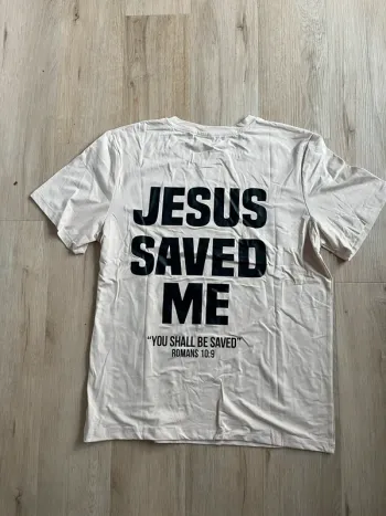 T-shirt Beige Jesus Saved Me Taille M