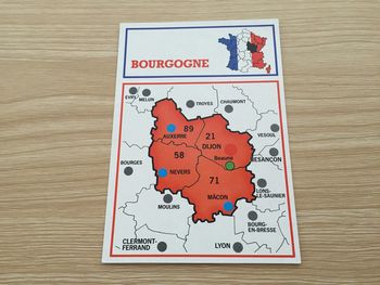 Carte région Bourgogne pièce détachée jeu de société Richesses de France édition Nathan #A42