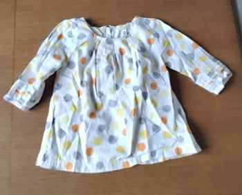 Chemise, manches 3/4 ,blanche à points de couleurs, Vertbaudet, 4 ans, 102 cm