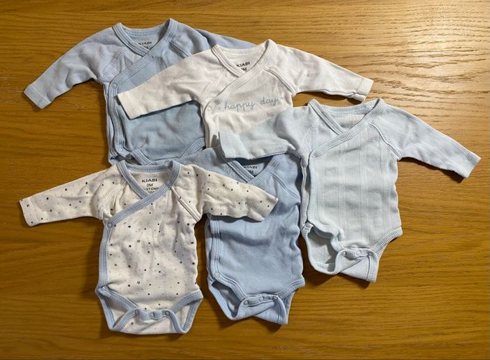 Kiabi Lot de 5 Bodies bleu/blanc Taille Naissance - photo numéro 2