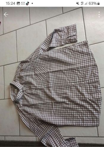 Chemise manches longues taupe et ecrue celio xxl 