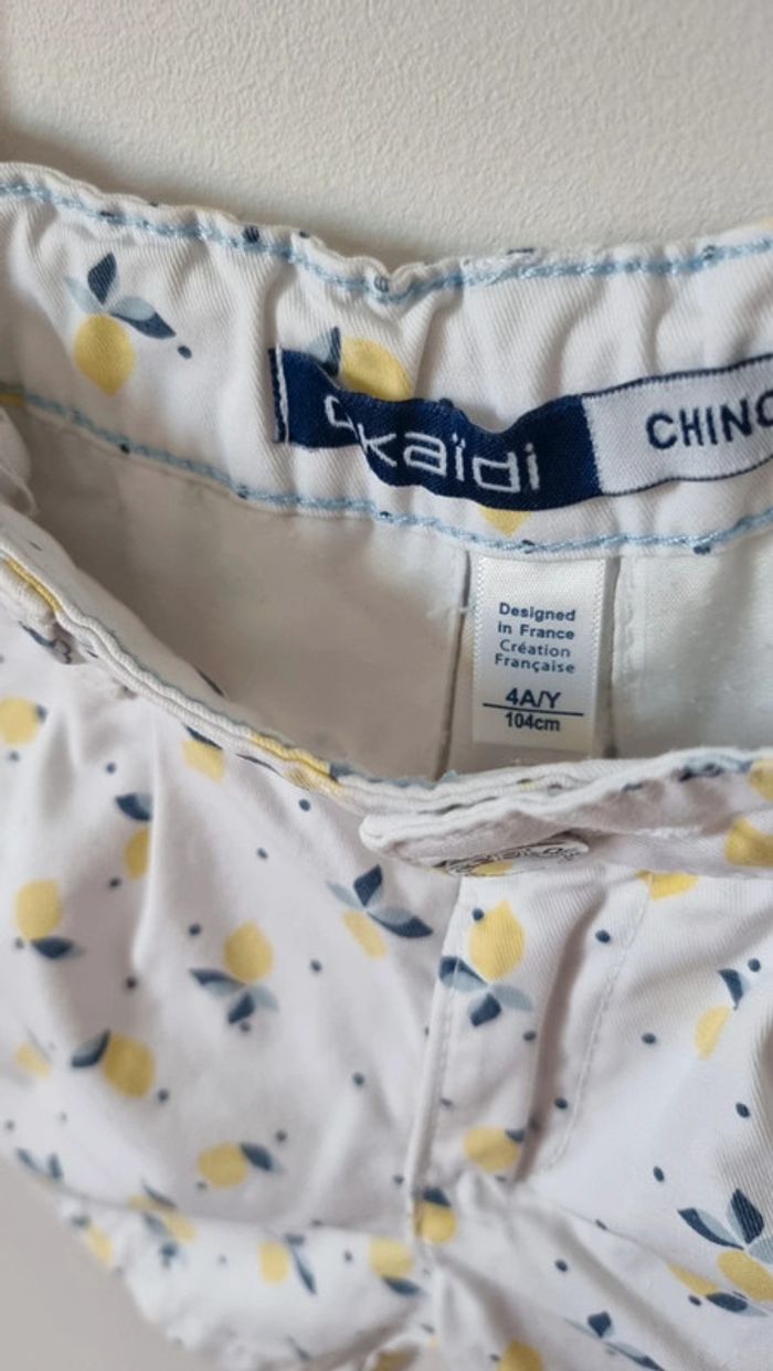 Short okaidi chino citron taille 4ans ceinture ajustabe - photo numéro 5