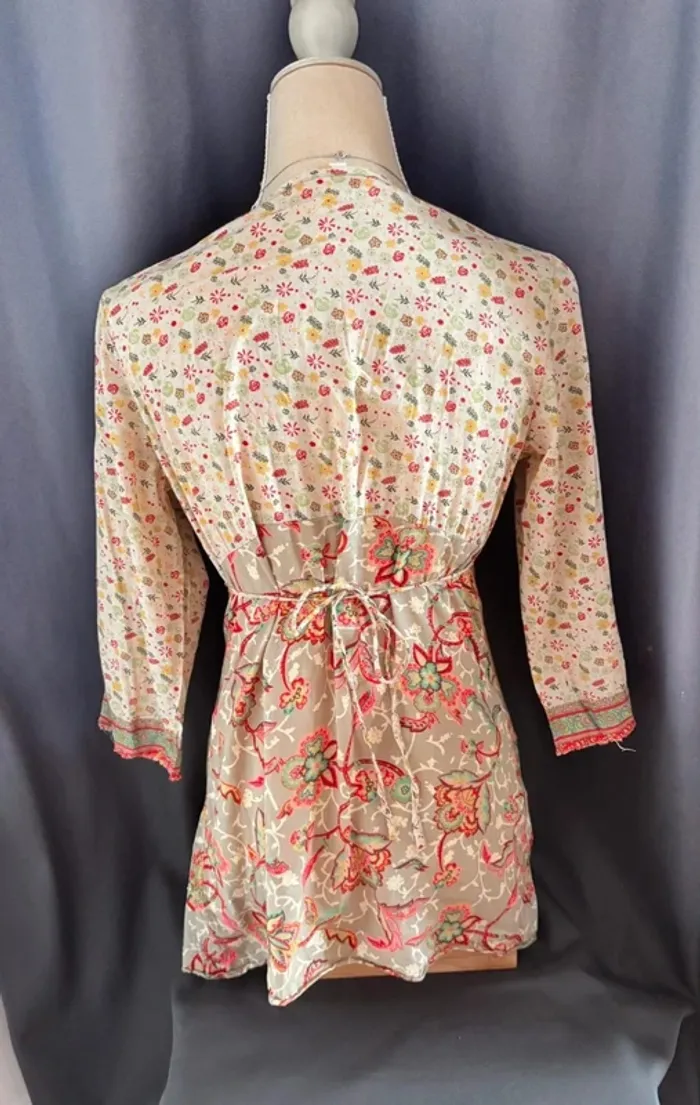 💕 top floral cintré manche 3/4 taille 36 s - photo numéro 5