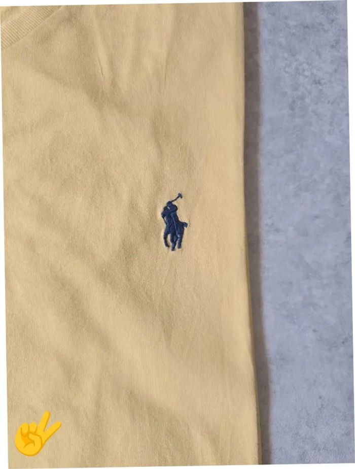 T-shirt Ralph Lauren S coupe col V jaune Homme Men tee7b - photo numéro 2