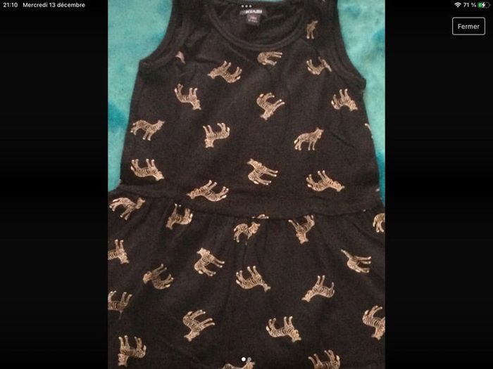robe été kiabi 24 mois tbe décor zèbre comme neuve