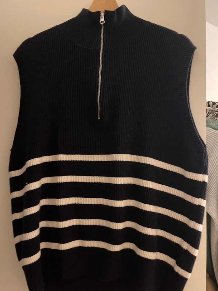 Pull san manche bleu marine - photo numéro 2
