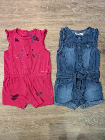 Lot 2 combishorts 6 mois bébé fille 