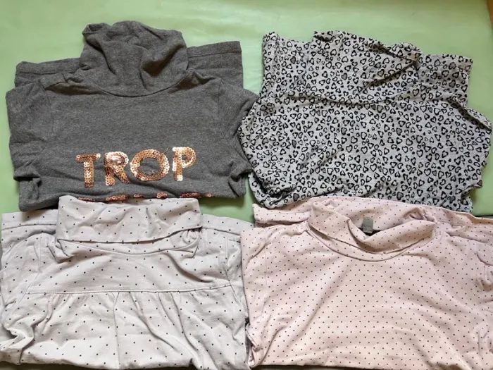 Lot de 4 sous pulls à col roulés fille 5 ans