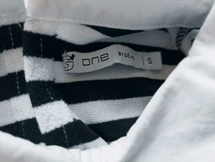 Pull marinière blanc et noir avec fausse chemise One by Gémo Taille S - photo numéro 5