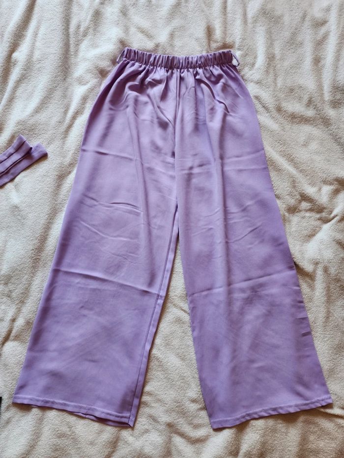 Pantalon à jambes larges / palazzo lilas TU 36/40 - photo numéro 2