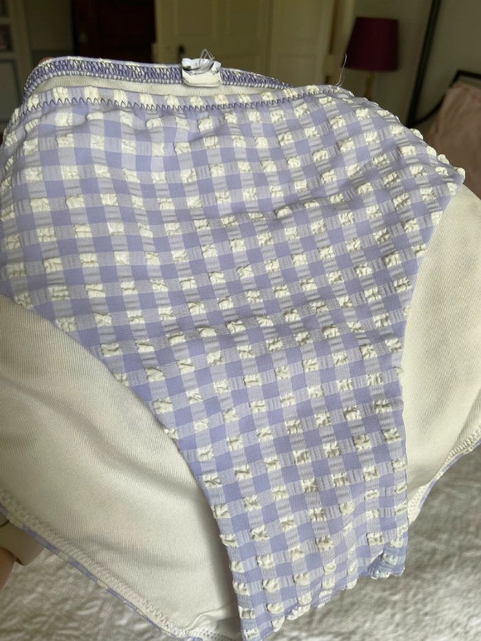 Maillot deux pièces Etam vichy blanc et mauve taille 36 - photo numéro 7