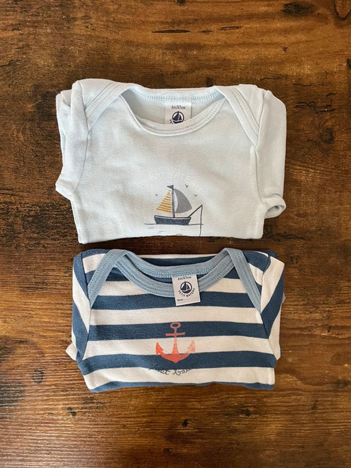 Lot de 2 bodies marin manches longues