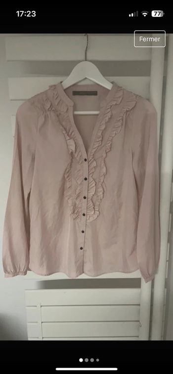 Chemise à froufrou rose Zara S comme neuve