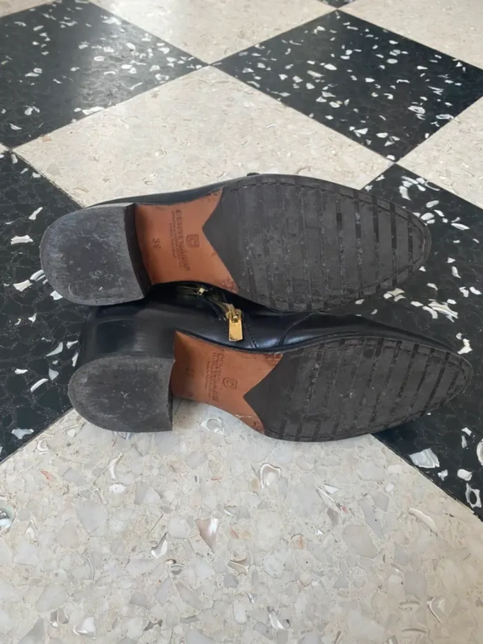 Bottines Centenário noires cuir – T39 – boucles dorées - photo numéro 4