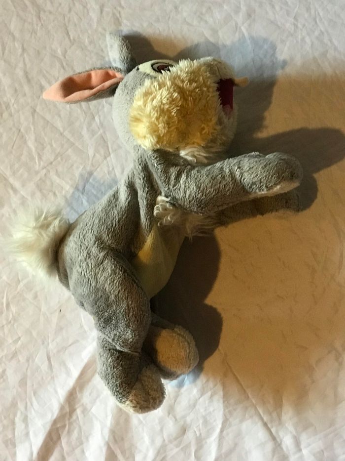 Petit Lapin Gris Saut Bouche Ouverte Animal Faune Peluche Petits Enfants Bébés - photo numéro 5