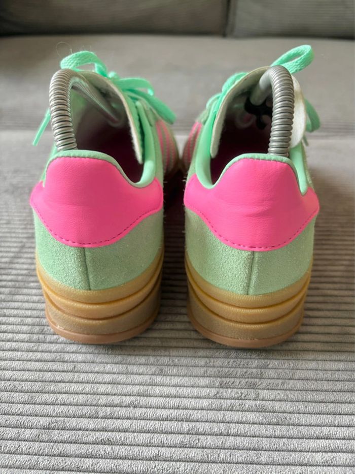 Chaussures adidas gazelle bold vert et fuschia / taille 38 - photo numéro 4