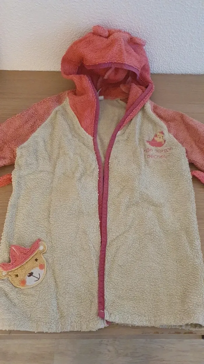 Peignoir éponge bain fille 24 mois 2 ans 3 ans  86 cm