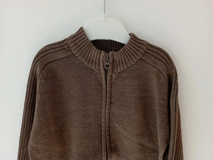 Pull zippé en maille vert kaki Tex 4-5 ans - photo numéro 3