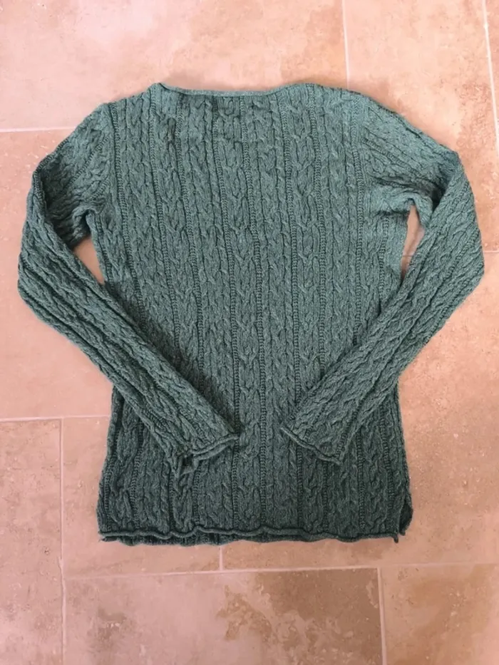 Pull Ralph Lauren vert d'eau femme torsadé excellent état taille L - photo numéro 10