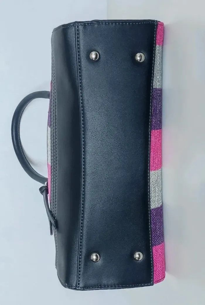 Sac à main rayé rose violet argent bandoulière amovible / David Jones - 30×23×10cm - photo numéro 8