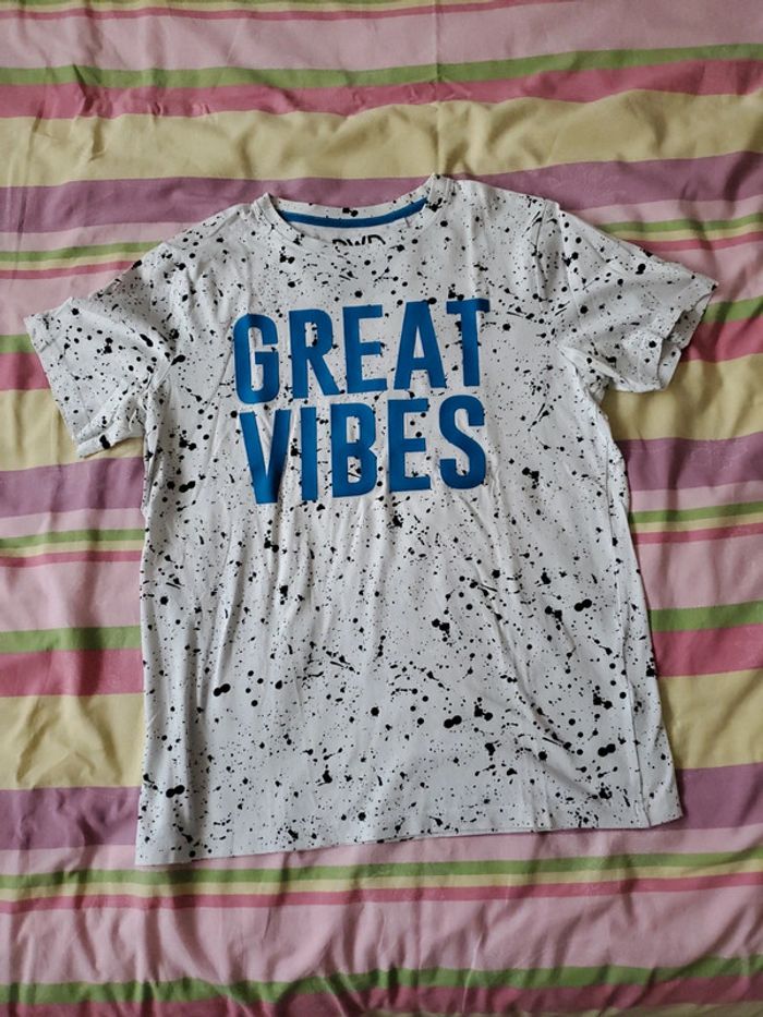 Tee-shirt blanc et bleu 13/14 ans 158/164cm C&A - photo numéro 5