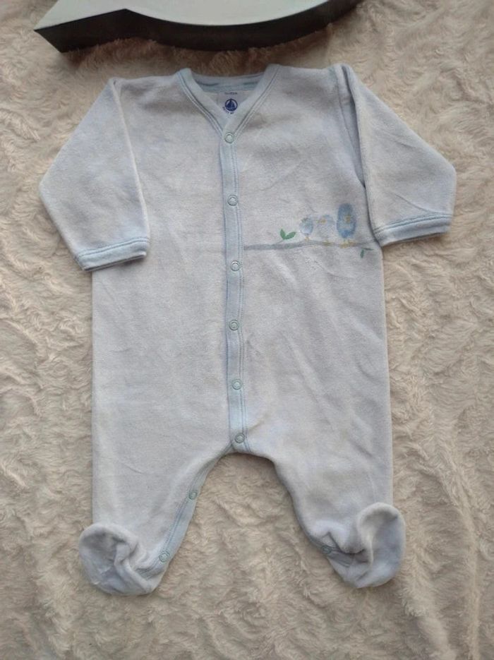 Pyjama grenouillère velours Mixte 3 mois Oiseau Petit bateau - photo numéro 2