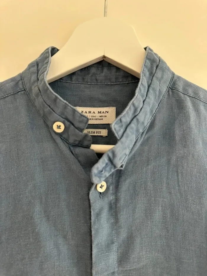Chemise bleu Zara Man Slim Fit - Taille S - photo numéro 3
