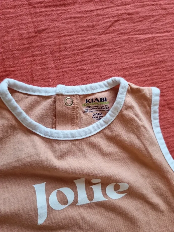 Débardeur beige vieux rose kiabi 24 mois très bon état - photo numéro 2