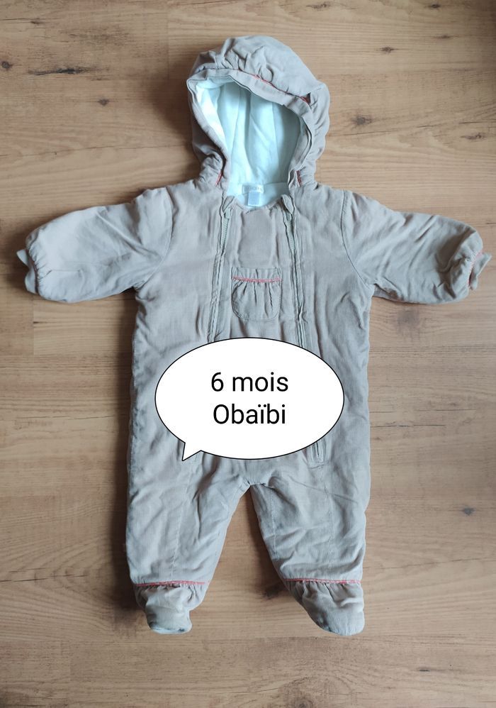 Combi pilote velours 6 mois Obaïbi