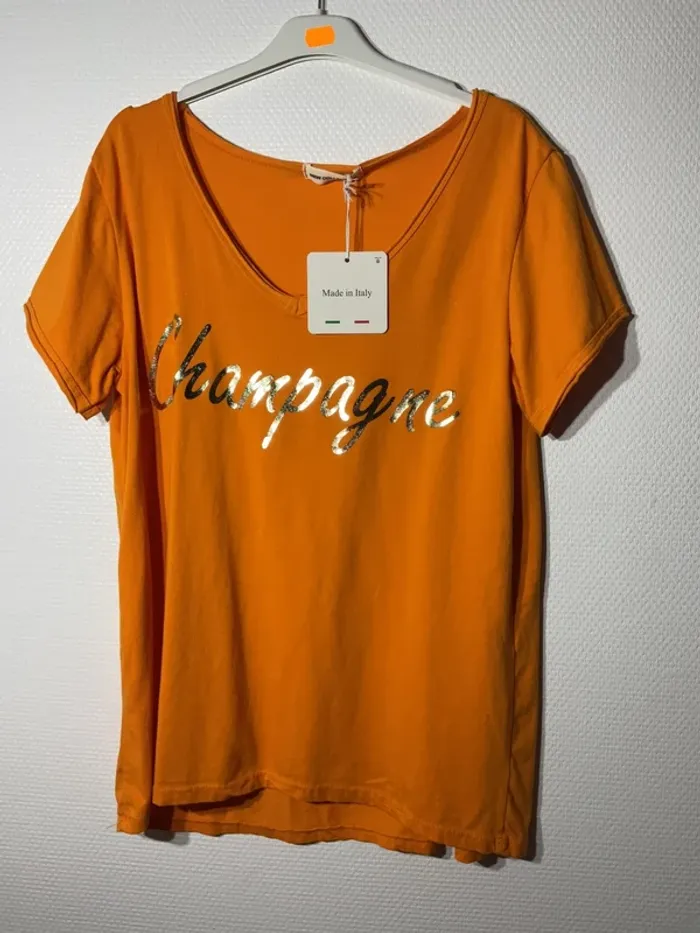 T-shirt « champagne » femme taille unique (36-42)- vivichy - neuf avec étiquette
