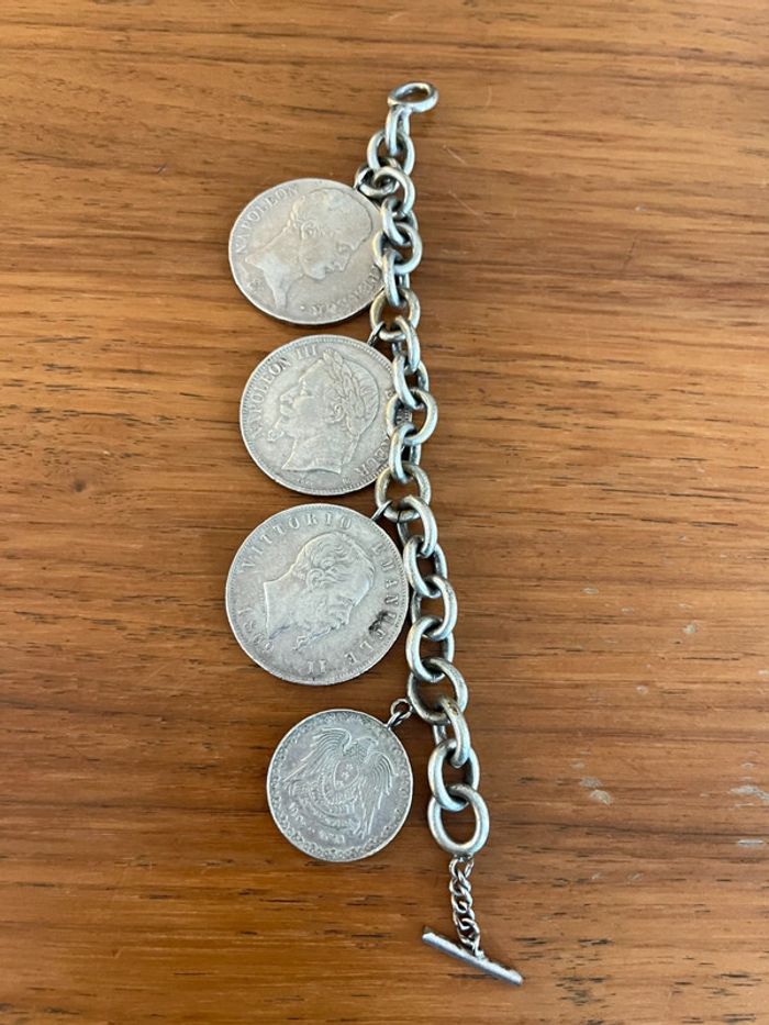 Bracelet avec pièces de collection tout en argent ancien - photo numéro 9