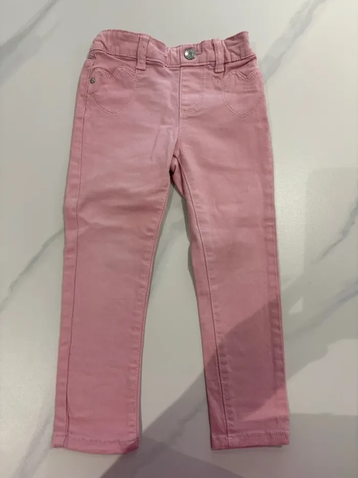 Jeans/jegging rose cœur 3-4 ans > 104 cm