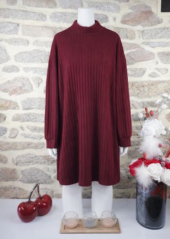 Robe pull en tricot côtelée bordeaux Femme taille 54 marque Boohoo 🌺 