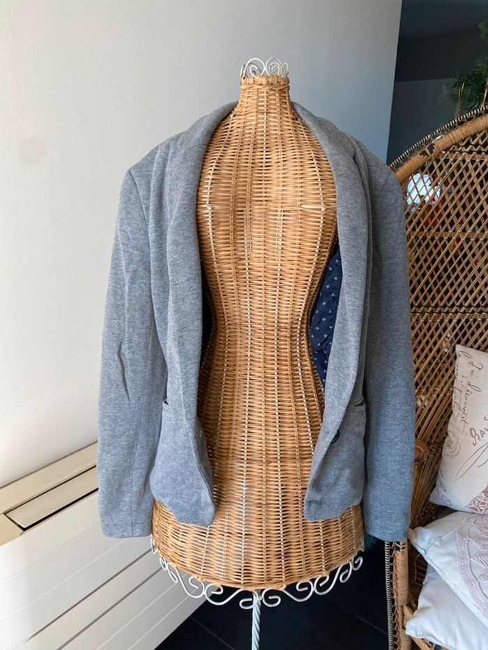 Blazer Bershka Premium Outwear gris taille S 36 - photo numéro 7