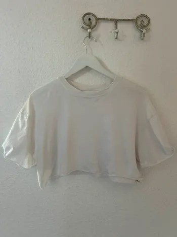 Tee shirt crop top blanc
