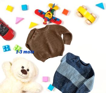 Lot de 2 Pull en Maille Marron et Bleu