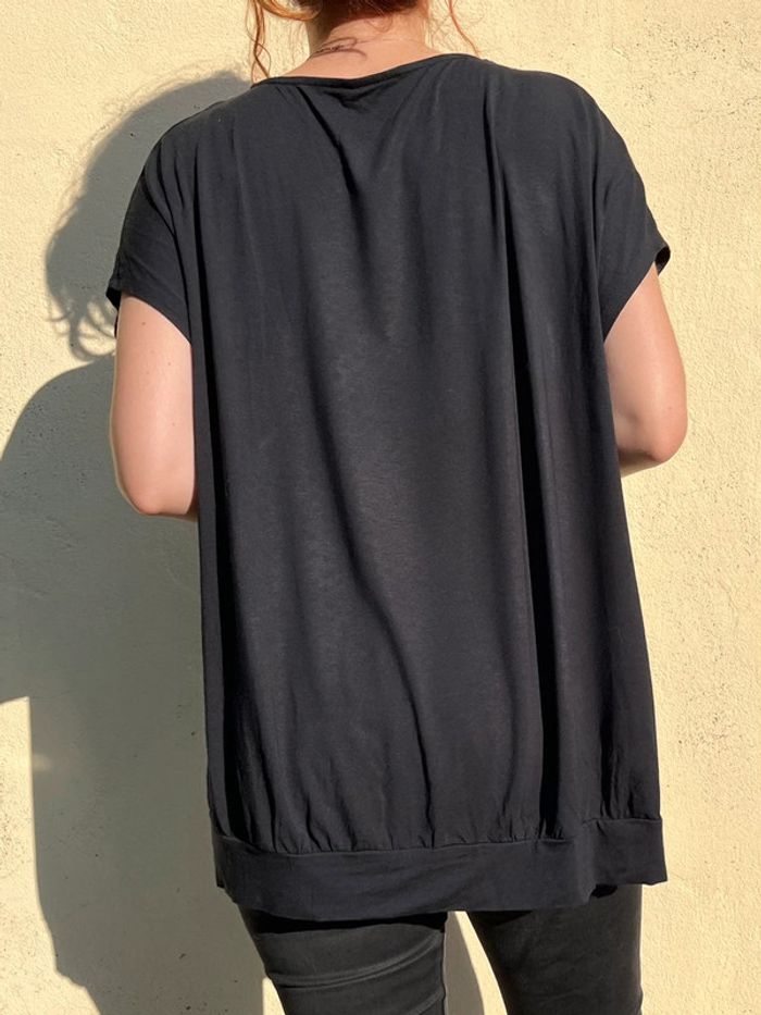 T-shirt tunique ample noir avec perles - photo numéro 7