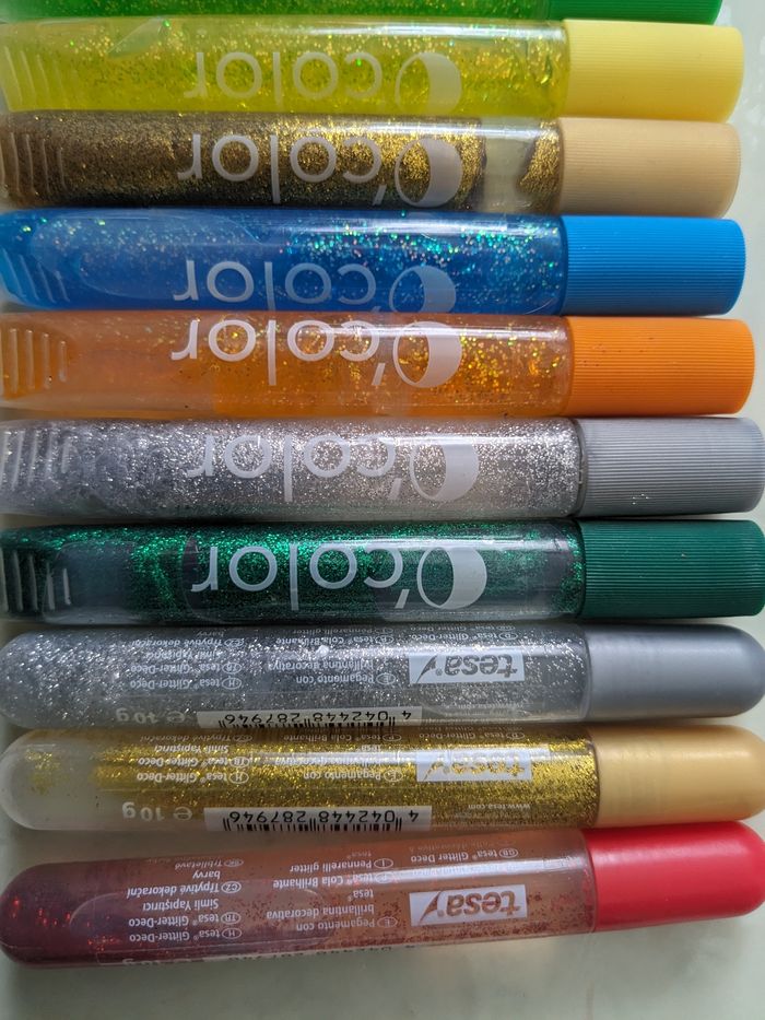 Lot de 12 tubes de colle gel pailleté . - photo numéro 5