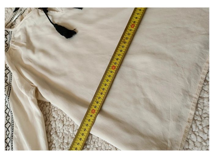 Blouse bohème Zara Basic blanche brodée – manches 3/4 cute vintage old school - - photo numéro 6