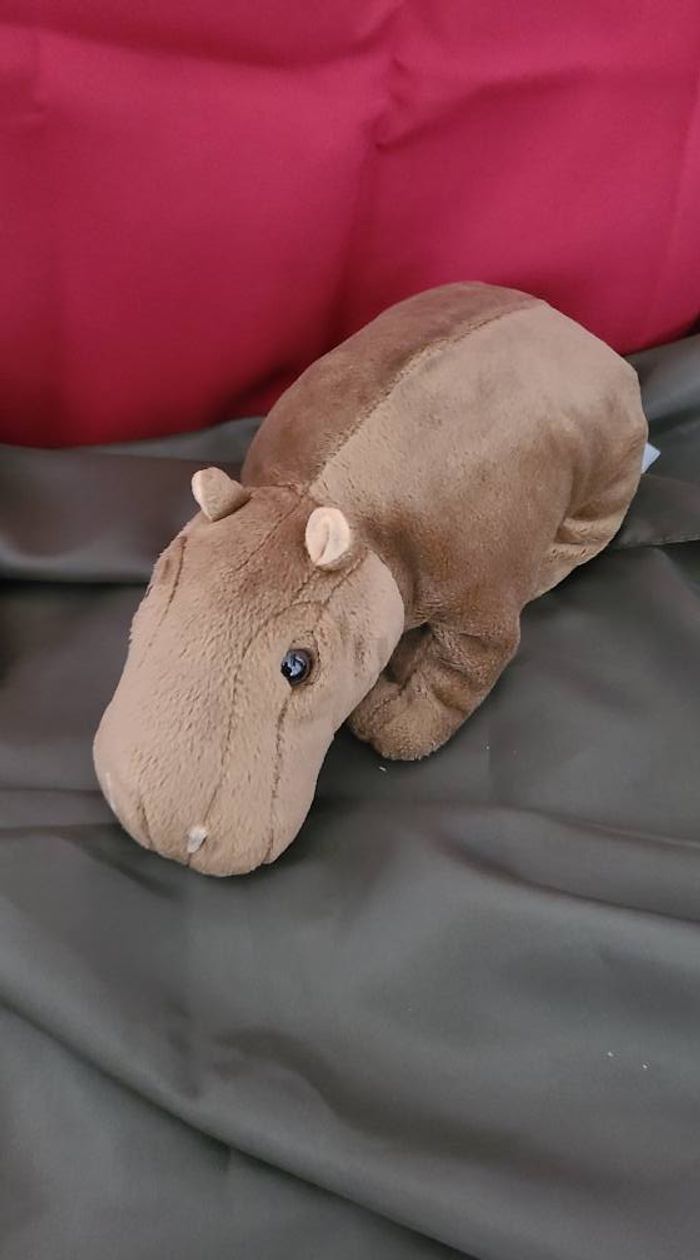Doudou hippopotame marron