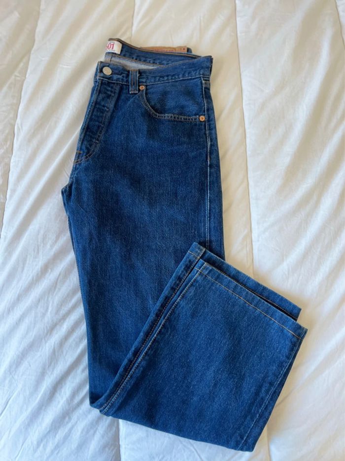 Jean 501 Levi’s Jambes Larges Bleu Brut W33 L36