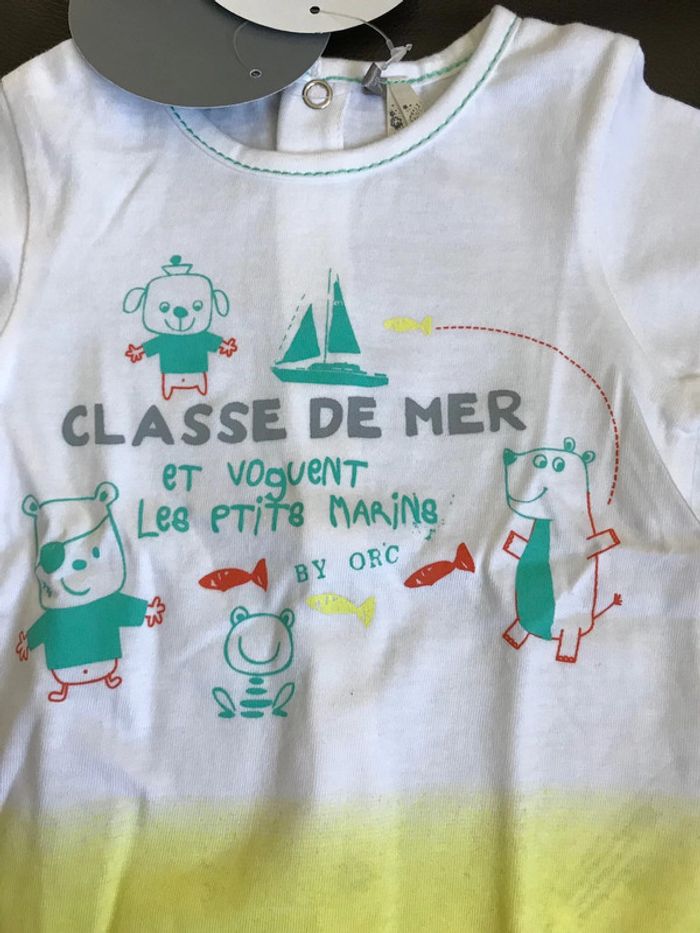 T shirt neuf orchestra classe de mer bébé 6 mois entièrement deboutonnable - photo numéro 2