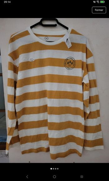 T-shirt manches longues a rayures tex t 13-14 ans