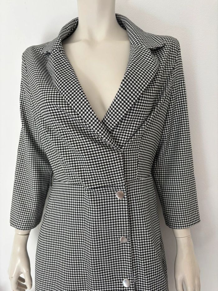 🌺Robe tailleur/blazer manche longue blanc et noir au motif pied de poule Taille L/40🌺 - photo numéro 3