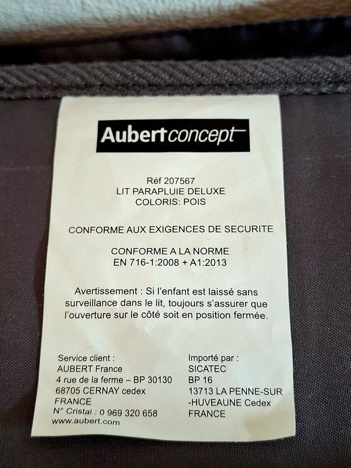 Lit parapluie bébé Aubert Concept 120x60 – Excellent état + housse de transport - photo numéro 10