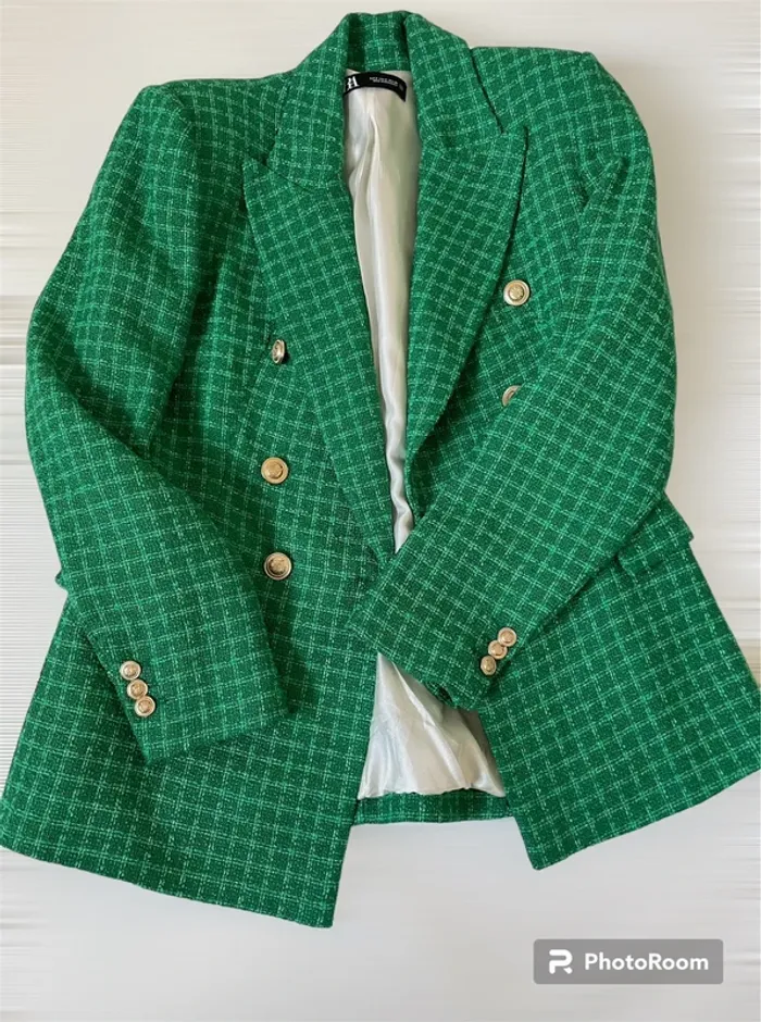 Zara Veste blazer tailleur tweed à boutonnage croisé taille S - photo numéro 8