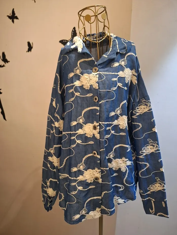Chemise coton & broderies - Made in italy - photo numéro 1