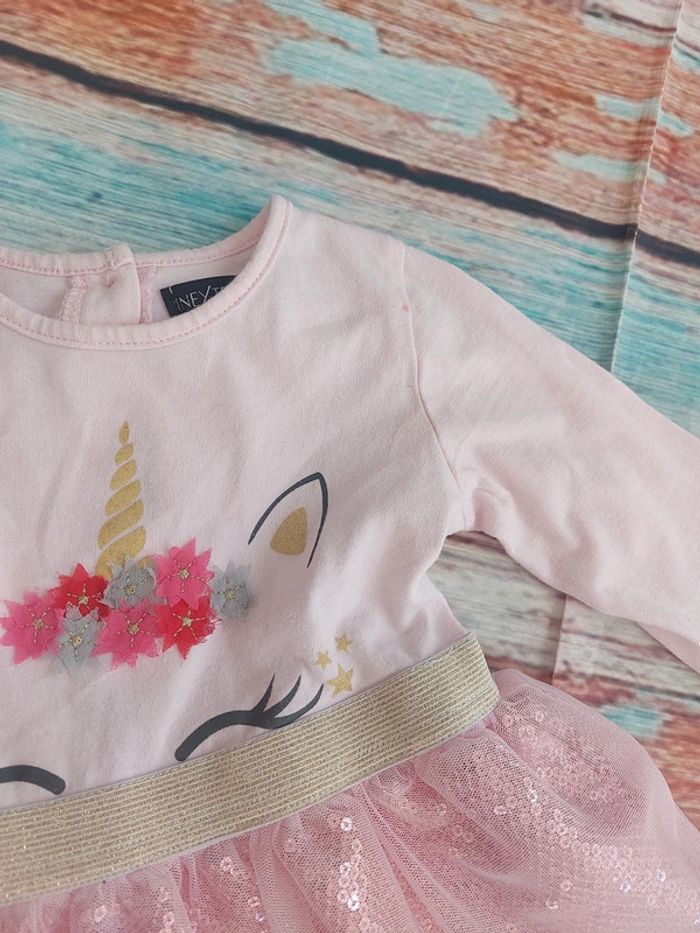Robe fille 18 mois rose licorne sequins inextenso - photo numéro 3