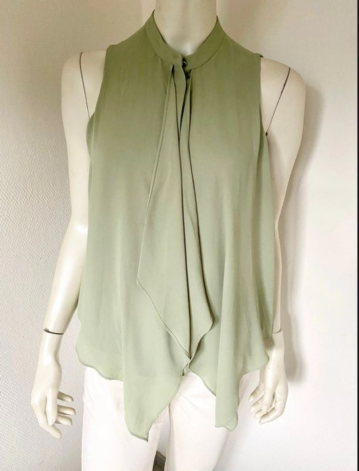 Blouse fluide asymétrique – Mango – Vert sauge – Taille S – Excellent état - photo numéro 4